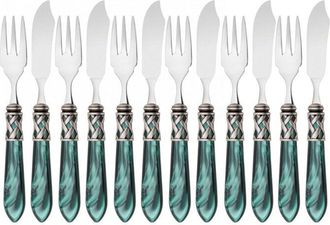 Bugatti ALADDIN Ghiera Argento Anticato, Posate Set 12 pz Pesce, Casa