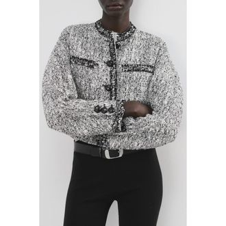 Mango Tweed Jacket in Black at Nordstrom, Size X-Small