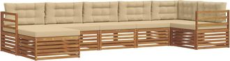 vidaXL Conjunto De Sof&aacute;s De Exterior 7 Uds. Natural Y Beige Vidaxl