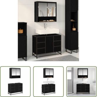 vidaXL vidaXL Mobile lavabo - Set di mobili per il bagno 2 pcs Rovere Nero Legno multistrato