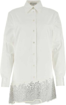 J.W.Anderson crystal-embellished cotton shirtdress - women - Cotton - 8 - White