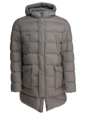 Herno Long Down Jacket With Hood Jackets And Coats Grey-Uomo