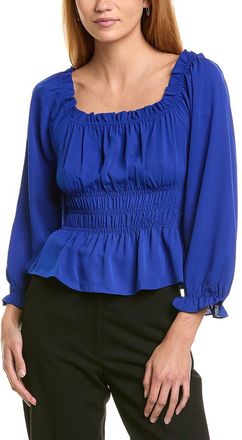 Shelli Segal Laundry By Shelli Segal Ruffle Neckline Smocked Peplum Blouse