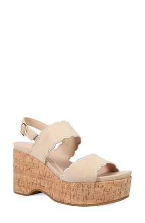 Pelle Moda Cicel Slingback Platform Wedge Sandal in Latte at Nordstrom, Size 6.5