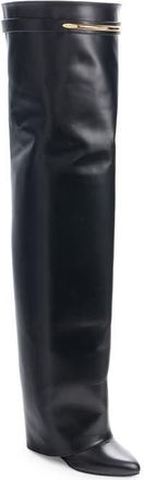 Givenchy Shark Pinch Leather Over the Knee Boot in Black/golden at Nordstrom, Size 38.5