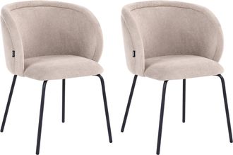 Beliani Conjunto De 2 Sillas De Comedor Tapizadas Sin Reposabrazos Dise&ntilde;o Retro Base De Metal Gris Pardo Sarasota