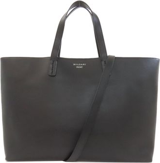 Bulgari Black Leather Tote Bag (Pre-Owned)