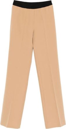 Ermanno Scervino Beige Elastische Taillebroek - Dames - Straight fit broeken - Beige - M - Polyester - Broeken