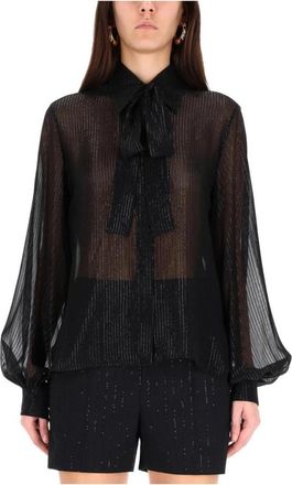 Max Mara Klassieke blouse met kraag en lange mouwen - Dames - Overhemden - Zwart - XS - Overhemden