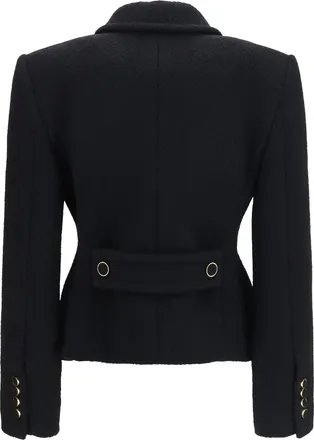 Chlo&eacute; Womens Cropped Single-Breasted Blazer With Fabric Buttons Black Blazers & Vests