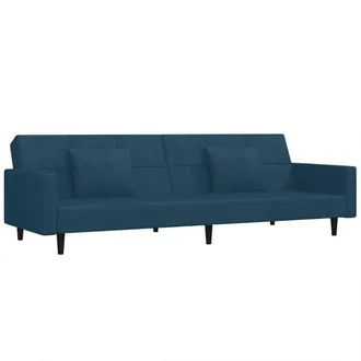 vidaXL Sof&aacute; Cama De 2 Plazas Con Dos Almohadas Terciopelo Azul Vidaxl