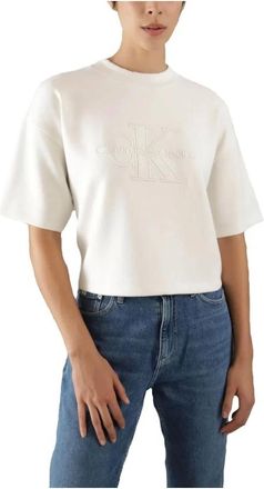 Calvin Klein T-Shirts, female, White, Size: XS Premium Scuba T-shirt