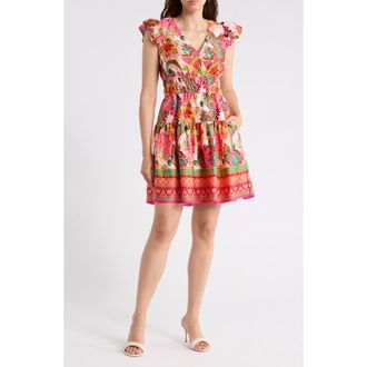 Vince Camuto Cap Sleeve Fit & Flare Minidress in Pink Multi at Nordstrom Rack, Size 12