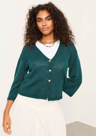 Fat Face FatFace Bree Teal Blue Knitted Cardigan