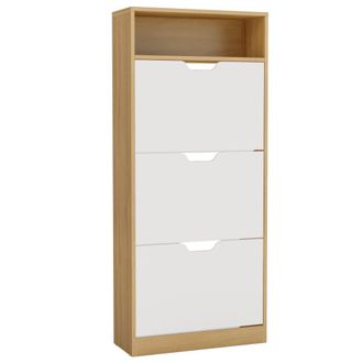 Vasagle Zapatero con puertas y compartimento de color roble y blanco