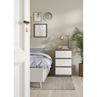 Dmora Cassettiera Ameline, Settimino multiuso, Com&ograve; camera da letto, Mobile con cassetti, 50x40 h70 cm, Cemento e Bianco lucido - Dmora