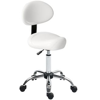 OEM Taburete Giratorio Con Respaldo Y Ruedas Silla Ajustable Para Salones De Belleza Estudio De Tatuajes 50x50x83-98cm Blanco