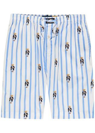 Polo Ralph Lauren Striped Polo-bear Cotton-poplin Sleep Shorts - Blue - S