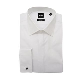 HUGO BOSS H-Hank-Tux 1-Dc-224 Slim-fit Dress Shirt - Heren - Zakelijke Overhemden - Wit - 4XL - Katoen - Overhemden
