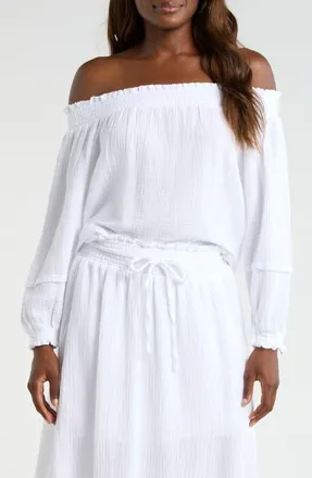 Splendid Adele Off the Shoulder Cotton Top in White at Nordstrom, Size X-Large