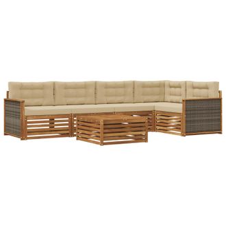 vidaXL Conjunto De Sof&aacute;s De Exterior Con Coj&iacute;n 6 Pcs Natural Y Beige Vidaxl