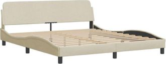 vidaXL Cama Sin Colch&oacute;n Tela Color Crema 180x200 Cm Vidaxl