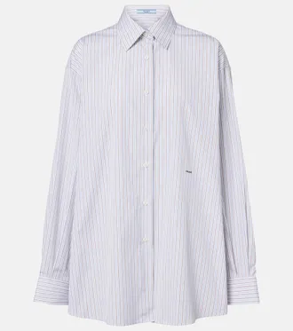 Prada Striped oversized cotton poplin shirt