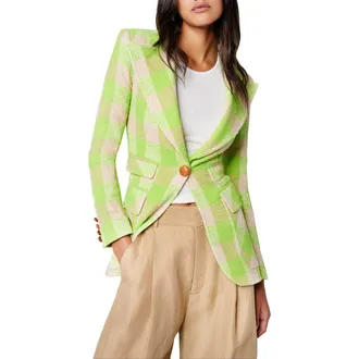 Smythe Birkin Check Blazer in Lime Check at Nordstrom Rack, Size 0