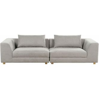 Beliani Beliani - Divano imbottito 3 posti Comodo accogliente Cuscino Braccioli Soggiorno Moderno Grigio Chiaro Lermon