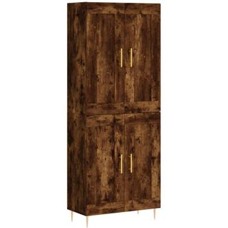 vidaXL Aparador Alto Madera Contrachapada Roble Ahumado 69,5x34x180 Cm Vidaxl