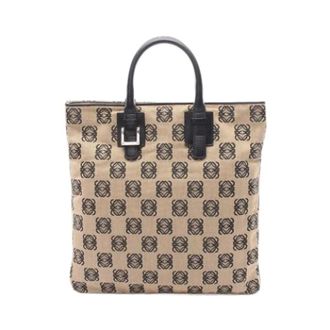Loewe Pre-owned Tote Bags, female, Beige, Size: ONE SIZE Pre-owned Canvas Tote Bag