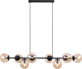 OEM L&aacute;mpara Colgante Siena Negra 8 Planas Pantalla Miel E14