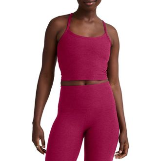 Beyond Yoga Space Dye Slim Racerback Crop Tank in Sangria Heather at Nordstrom, Size X-Large