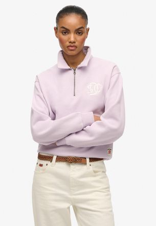 Superdry Sweatshirt SUPERDRY SD&CO NEON COLLARED HALF ZIP, Damen, Gr. XL, parma violet lila, Sweatware, Obermaterial: 80% Baumwolle, 20% Polyester, unifarben, 