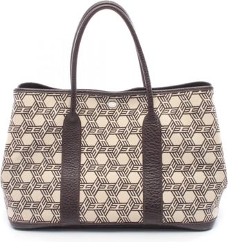 Herm&egrave;s Beige Brown Toile So H Leather Handbag Tote Bag (Pre-Owned)