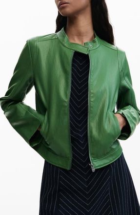 Desigual Faux Leather Jacket in Green at Nordstrom, Size X-Small