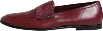 Dolce & Gabbana Bordeauxrode Leren Instapschoenen met Caiman Details - Heren - Loafers - Rood - 40 EU - Leer - Schoenen