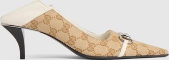 Gucci Womens Vittoria Pump, Beige, GG Canvas