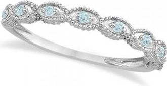 Allurez Antique Marquise Shape Aquamarine Wedding Ring Palladium (0.18ct)
