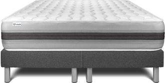 VITALIT Vitalit - Base Tapizada Gris + Colch&oacute;n Con Muelles Y Viscoel&aacute;stica 2x90x200