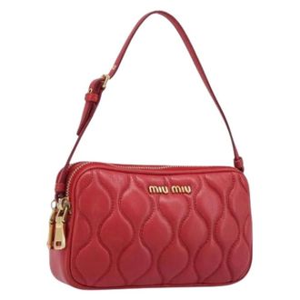 Miu Miu Pre-owned Pouch - Dames - Pre-owned - Rood - Maat: ONE Size Leer