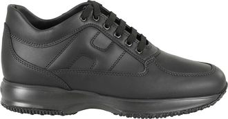 Hogan Zwarte Interactieve Sneakers Leren Ronde Neus - Heren - Sneakers - Zwart - 44 EU - Katoen - Schoenen