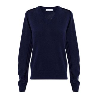 Jil Sander Dames, Truien, Blauw, Maat: XL Kasjmier