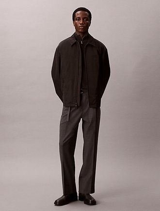 Calvin Klein Pantal&oacute;n Recto De Raya Diplom&aacute;tica De Mezcla De Lana Con Cintur&oacute;n
