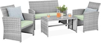 Best Choice Products 4-Piece Outdoor Wicker Patio Conversation Furniture Set w/ Table, Cushions