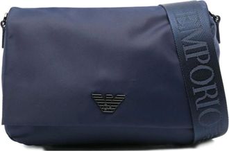 Emporio Armani Messenger Bags, male, Blue, Size: ONE SIZE Nylon Foldover Shoulder Bag