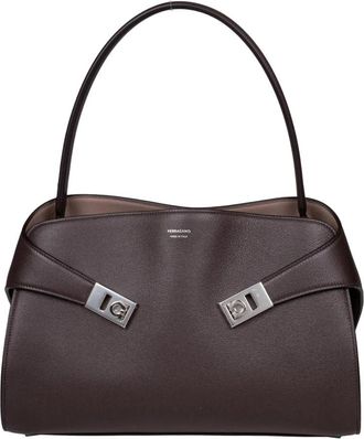 Ferragamo Hug Schoudertas - Dames - Handtassen - Bruin - ONE Size - Leer - Tassen