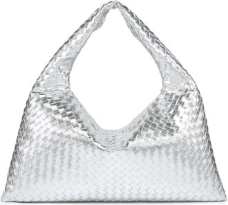 Generic Compatible For Large Ladies Underarm Bag Cross-Border Woven Dumpling Shape Soft Polyester Lining Zipper Closure Daily Use(Silver color)