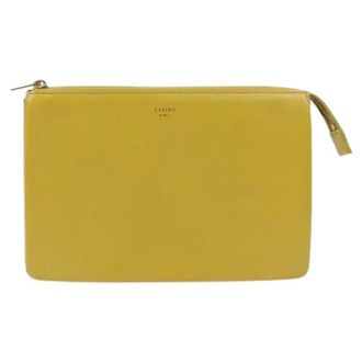 Celine Pre-owned Clutches, female, Yellow, Size: ONE SIZE Pre-owned Trio Clutch