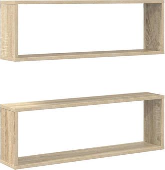 vidaXL Vidaxl - Estantes Cubos De Pared 2 Uds Contrachapada Roble 80x15x26,5 Cm